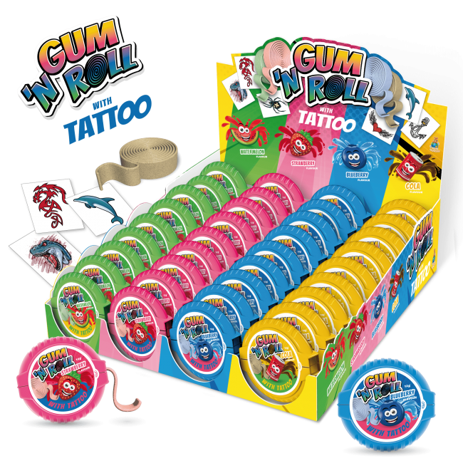 GUM N ROLL+TATTOO ΤΣΙΧΛΑ 36τ*15g Κ/16 (4 flavors mix)