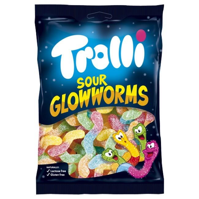 TROLLI 200g.*SOUR GLOWWORMS*ΖΕΛΕ Κ/18τ