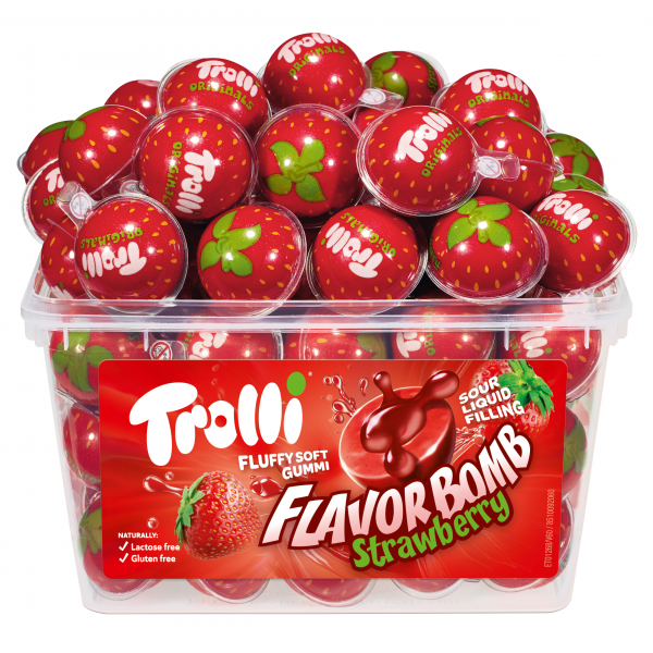 TROLLI FLAVOR BOMB*STRAWBERRY*45τεμ.ΖΕΛΕ Κ/12 (ΓΕΜΙΣΤΟ) 45*18.8g=846g