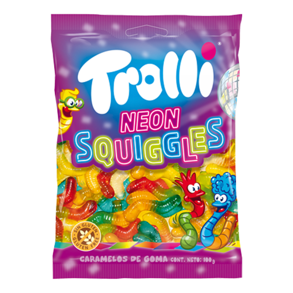TROLLI*NEON SQUIGGLES*100g.ΖΕΛΕ Κ/8X12τ.