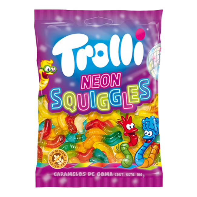 TROLLI*NEON SQUIGGLES*100g.ΖΕΛΕ Κ/8X12τ.