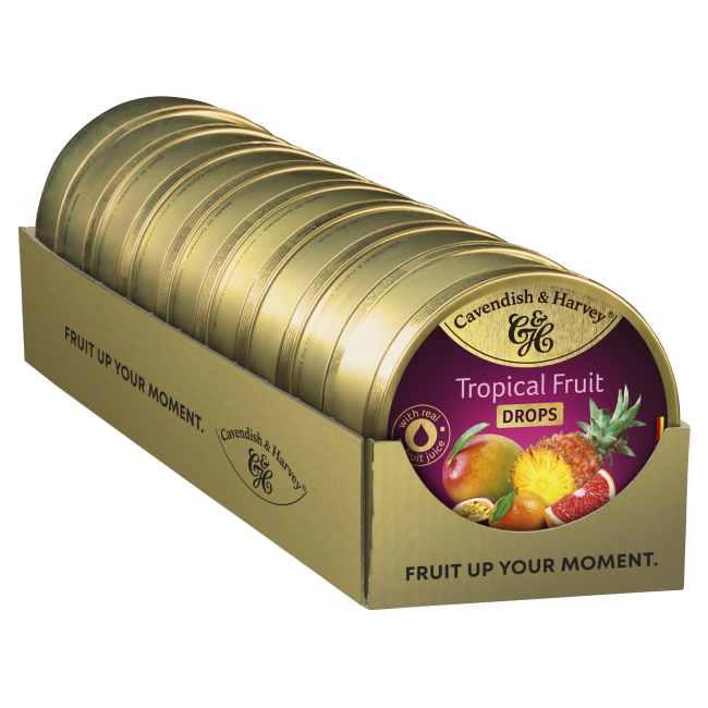 CAVENDISH & HARVEY*TROPICAL FRUIT*ΚΑΡ/ΛΕΣ 200g ΜΕΤΑΛ.K/6*9tins
