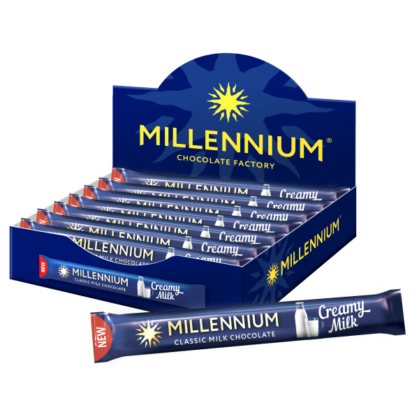 MILLENIUM CREAMY MILK (24τ.*10g)ΣΟΚ.ΓΑΛ.Κ/8 displays