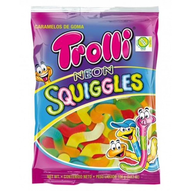 TROLLI*NEON SQUIGGLES*100g.ΖΕΛΕ Κ/8X12τ.