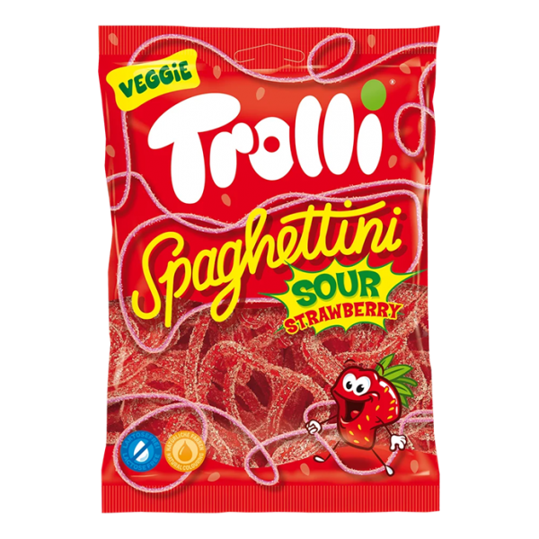TROLLI*SPAGHETTINI STRAWBERRY SOUR*100g.ΖΕΛΕ Κ/30τ