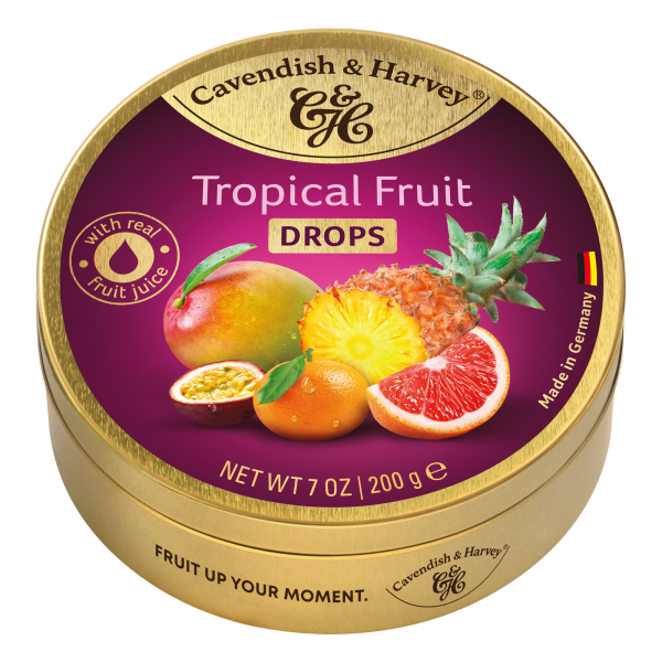 CAVENDISH & HARVEY*TROPICAL FRUIT*ΚΑΡ/ΛΕΣ 200g ΜΕΤΑΛ.K/6*9tins